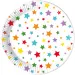 Set de farfurii de hârtie cu 8 bucăți, model cu stele, de 23 cm