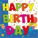 Set de șervețele de hârtie cu inscripția "Happy Birthday" – 2 straturi, 33x33 cm, 20 bucăți