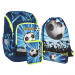 Spirit: Geantă școlară/rucsac cu model de fotbal, set de 4 piese 32x19x44 cm