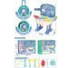 Albastru 2in1 set de doctor în valiză tip troler