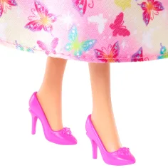 Barbie Dreamtopia: Prințesă păpușă în rochie roz cu fluturi - Mattel imaginea 5