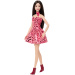 Barbie: Fashionista Prietene brunetă păpușă la modă cu rochie cu imprimeu leopard – Mattel