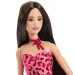 Barbie: Fashionista Prietene cu păr brunet, păpușă de modă stilată în rochie cu model de leopard – Mattel imaginea 3