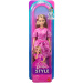 Barbie: Fashionista prietene păpușă la modă cu rochie roz cu model de eșarfă - Mattel