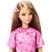 Barbie: Fashionista Prietene stilate păpușă de modă cu rochie roz cu model de fular - Mattel imaginea 3