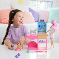 Set de joacă Barbie – clinică veterinară pentru ghips, cu păpușă cu păr roz - Mattel imaginea 4
