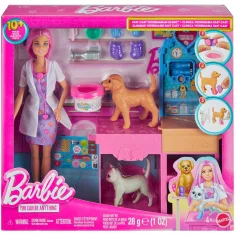 Set de joacă Barbie – clinică veterinară pentru ghips, cu păpușă cu păr roz - Mattel imaginea 1