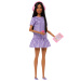 Barbie: Păpușă de modă Fashionista Prietene stilate cu căști, în rochie mov – Mattel