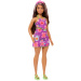 Barbie: Păpușă fashionistă prietenă cu rochie florală și șuvițe mov – Mattel