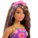 Barbie: Păpușă fashionistă prietenă cu rochie florală și șuvițe mov – Mattel
