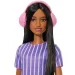 Barbie: Prietene Fashionista păpușă de modă stilată cu căști în rochie mov – Mattel imaginea 3