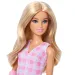 Barbie: Prietene Fashionista păpușă de modă stilată în rochie roz cu carouri – Mattel imaginea 4