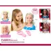 Cap de păpușă cu păr blond lung în două rochii diferite cu accesorii