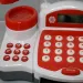 Casă de marcat electronică funcțională roșu cu bani de jucărie, produse și sunete