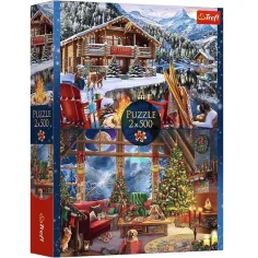 Crăciunul în munți puzzle 2x500buc - Trefl imaginea 1