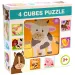 Cub de puzzle cu animale de casă 4 bucăți