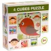 Cub de puzzle cu modele pentru fete și băieți 4 bucăți