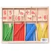 Cutie de lemn cu numere și bețișoare colorate