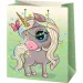 Sac de cadou mare exclusiv verde cu model de unicorn 26x13x33cm
