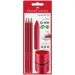 Faber-Castell: Grip set instrumente de scris roşu cu ascuţitoare