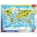 Hartă a lumii cu animale 25 de piese puzzle cu ramă - Trefl