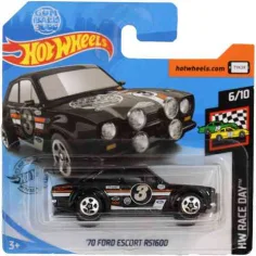 Hot Wheels: 70 Ford Escort RS1600 mașină neagră 1/64 - Mattel