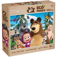 Masha și ursul 2 în 1 60 de piese Eco puzzle și colorat 70x50cm - Lisciani imaginea 1
