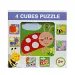 Cub de puzzle cu animale de pădure 4 bucăți 