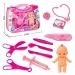 Pink set doctor cu păpușă și accesorii în valiză
