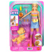 Set Barbie cu role pentru plimbat câinele - Păpușă blondă - Mattel