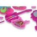 Set de frumusețe cu pantofi, machiaj și accesorii de coafură într-o geantă