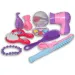 Set de frumusețe roz din 9 piese jucărie cu machiaj, pieptene și accesorii