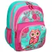 Spirit: Geantă școlară ergonomică rotunjită cu model bufniță roz-turcoaz, rucsac 40x20x18cm