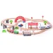 Tren de lemn cu șine și locomotivă cu baterii set de 60 de piese - Woodyland imaginea 2